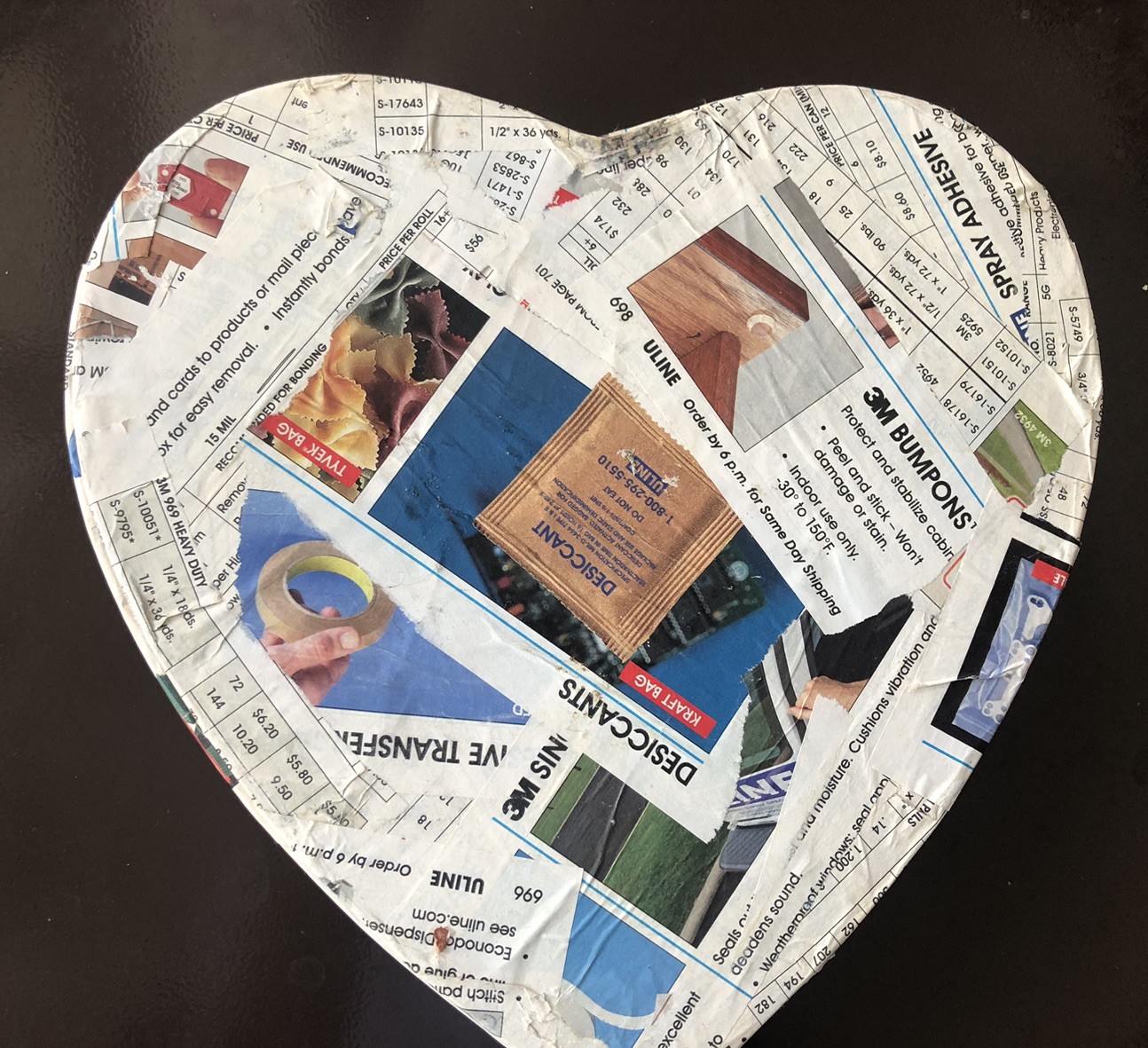 Handmade Decoupage Heart Storage Box Recycled Paper Mache Keepsake Trinket Box