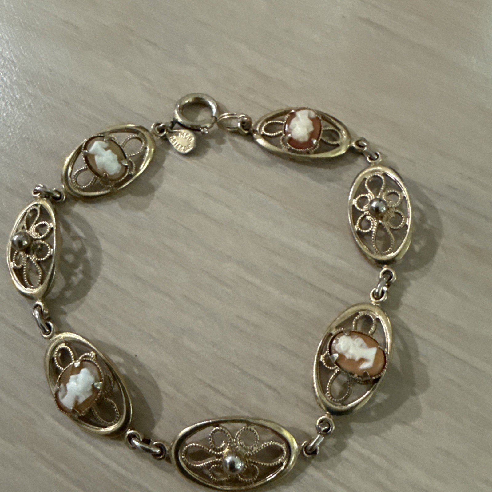 Vintage AMCO Cameo Filigree 1/20 14k Gold Filled Bracelet 7”