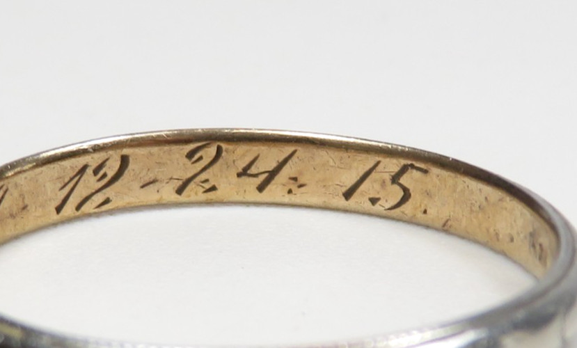 Edwardian 1915 18K White Yellow Wedding Band Unisex Ring Size 9 UK-R1/2 2.68MM