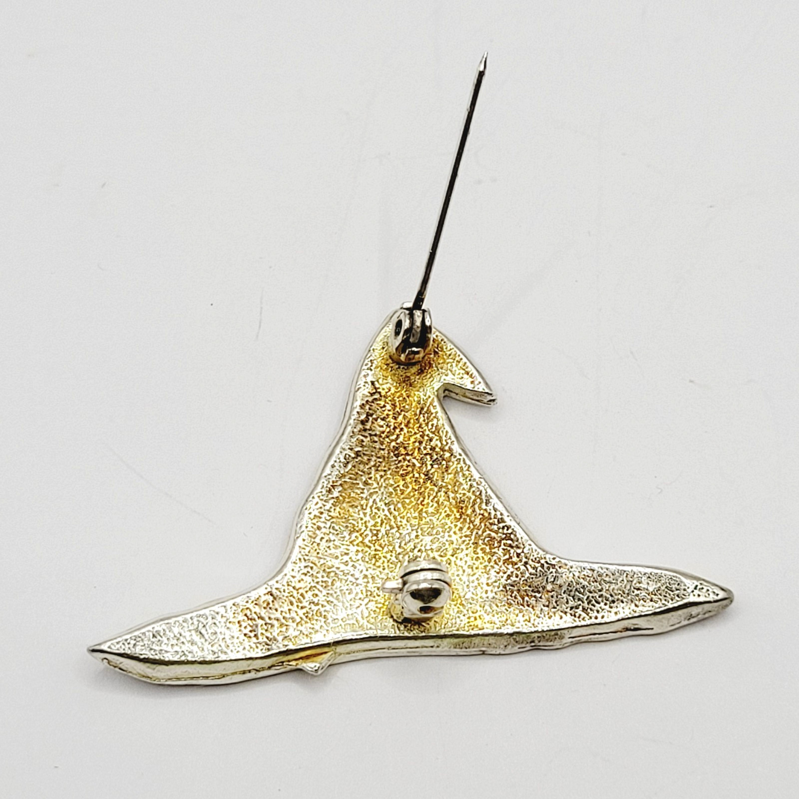 Number 1 Witch Black Witches Hat Metal and Enamel Halloween Vintage Brooch Pin