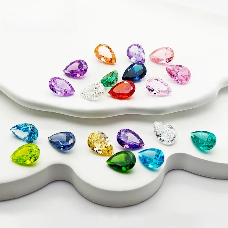Top Colors Pear Crushed Ice Cut Cubic Zirconia 5A 10-50pcs Factory Directly Sale