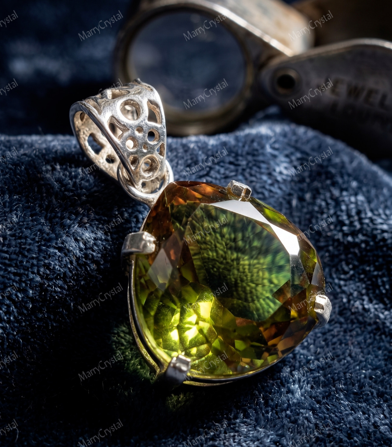 Lightshift Pendant Color Changing Zultanite Glass Heart Cut Loose Gemstone