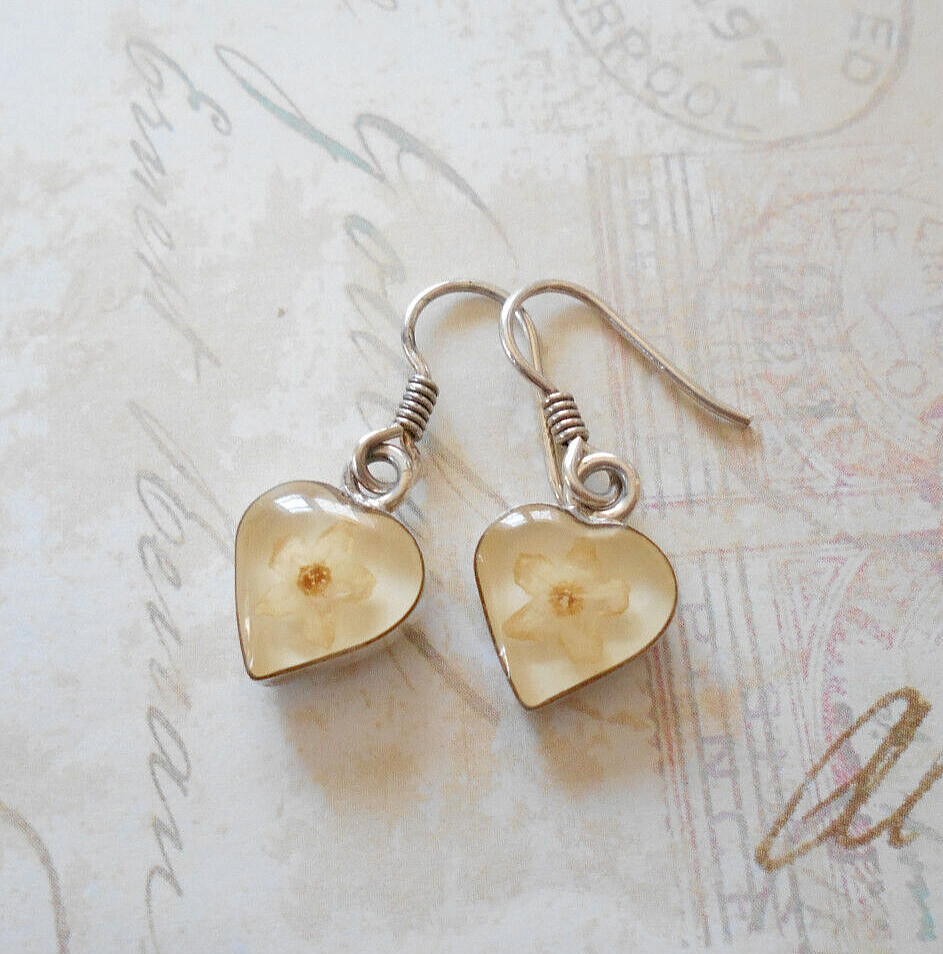 Charming Sterling Silver Dried Flowers in Resin Earrings 30Z50-8