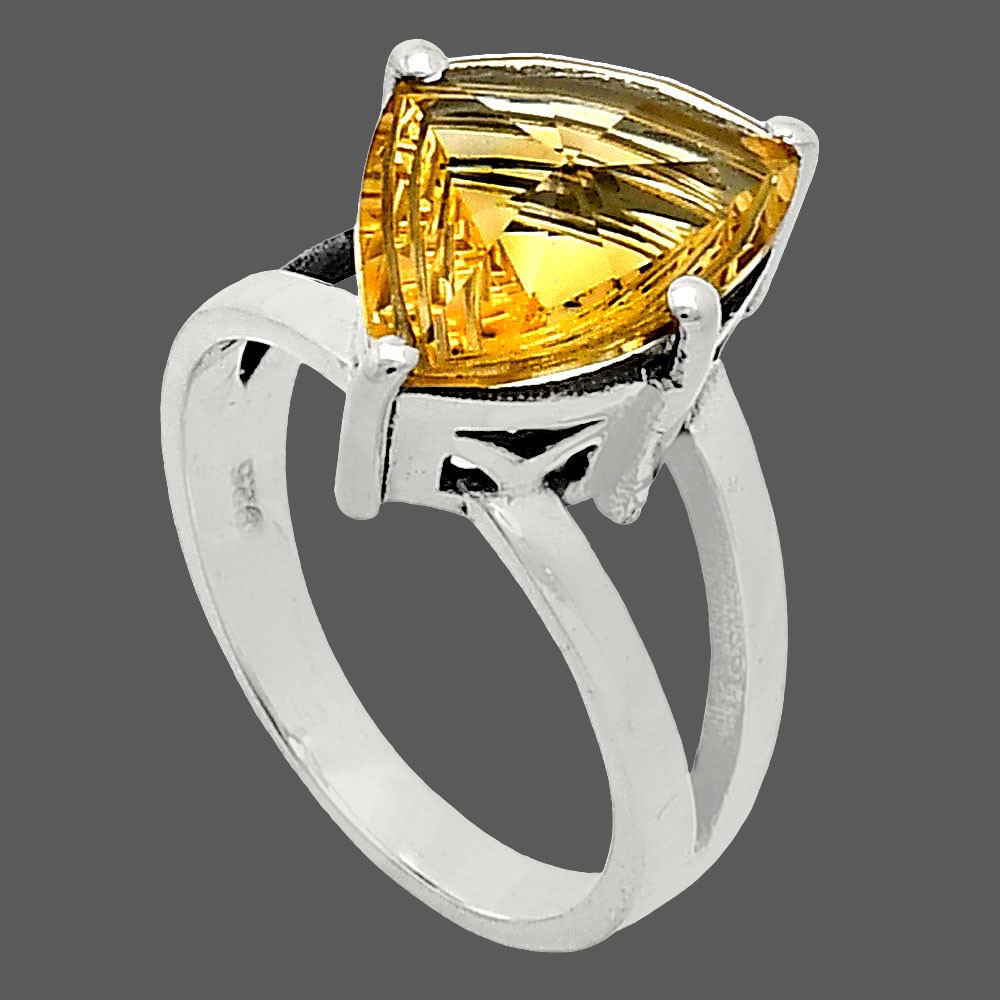 Fancy Cut Natural Citrine 925 Sterling Silver Ring s.8 Jewelry R-1019