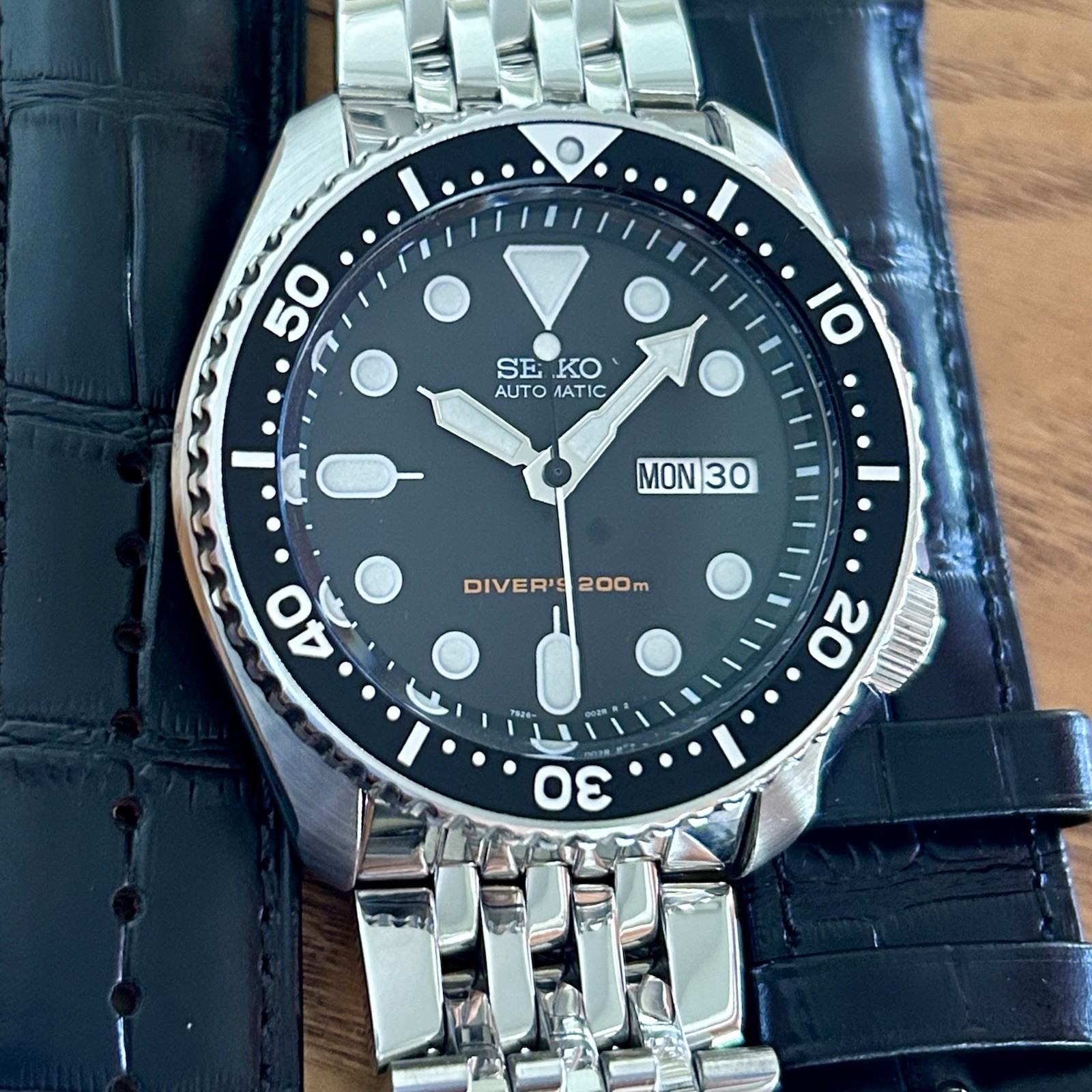 Seiko Diver SKX007 7S26-0020 w/ Steel Beads Of Rice Bracelet + PROOF OF SERVICE