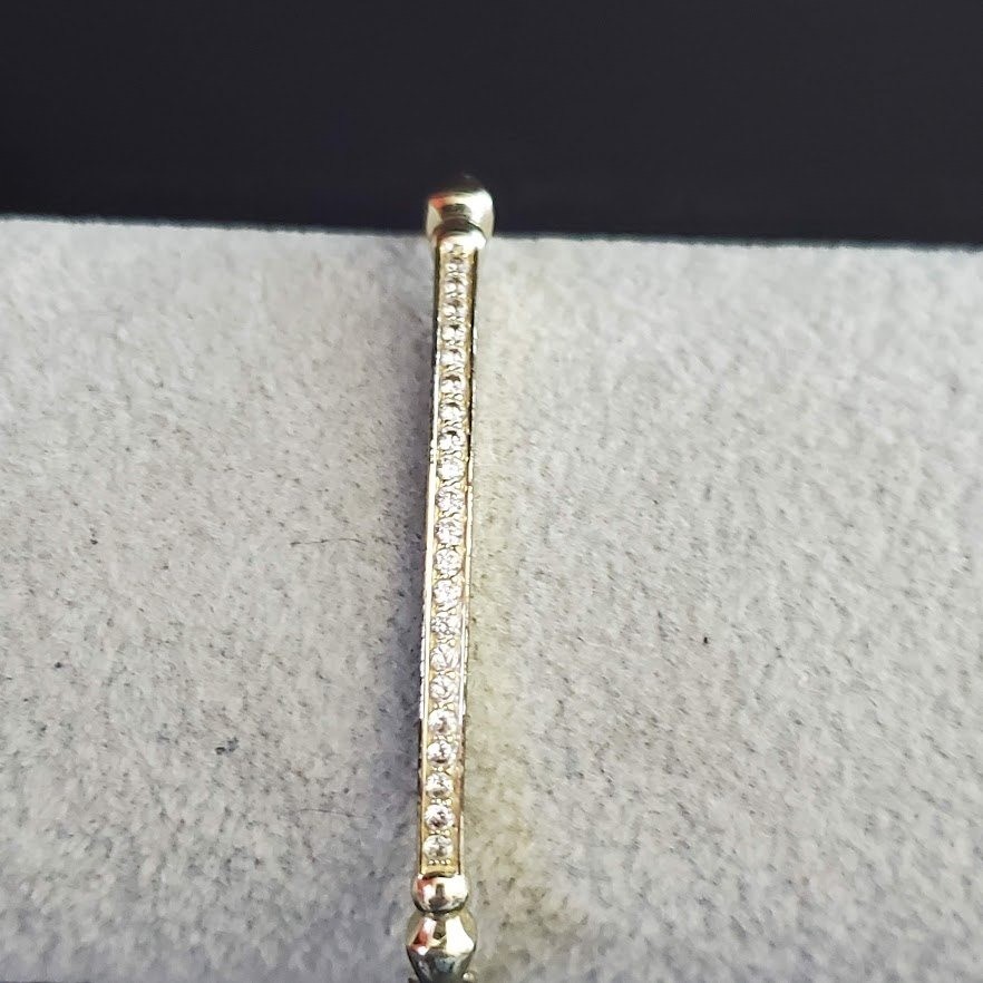 Kendra Scott Gold Tone Pave Crystal Bar Adjustable Slider Bolo Bracelet