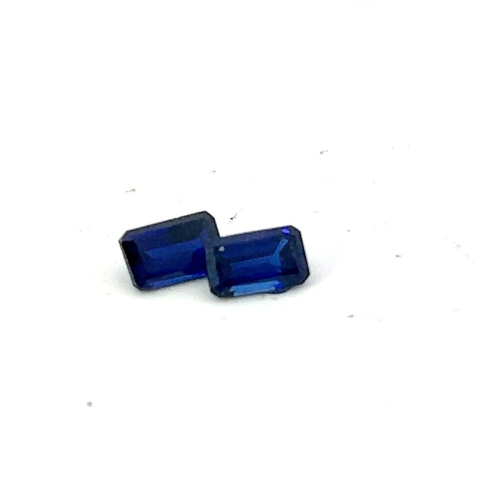0.36ct Loose Emerald Cut Lab Created Blue Sapphire Gemstone 5 x 3mm