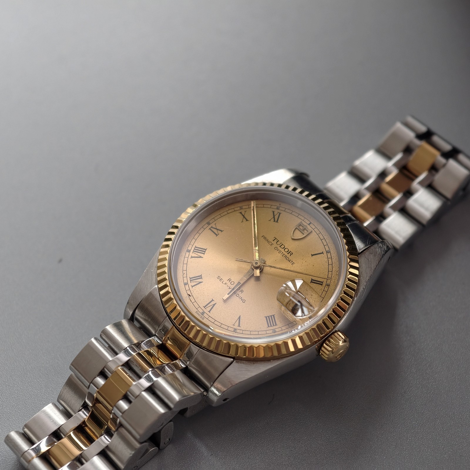 Tudor Prince Date 74033 Champagne Dial Men’s Watch Auto 34mm Black Roman Number