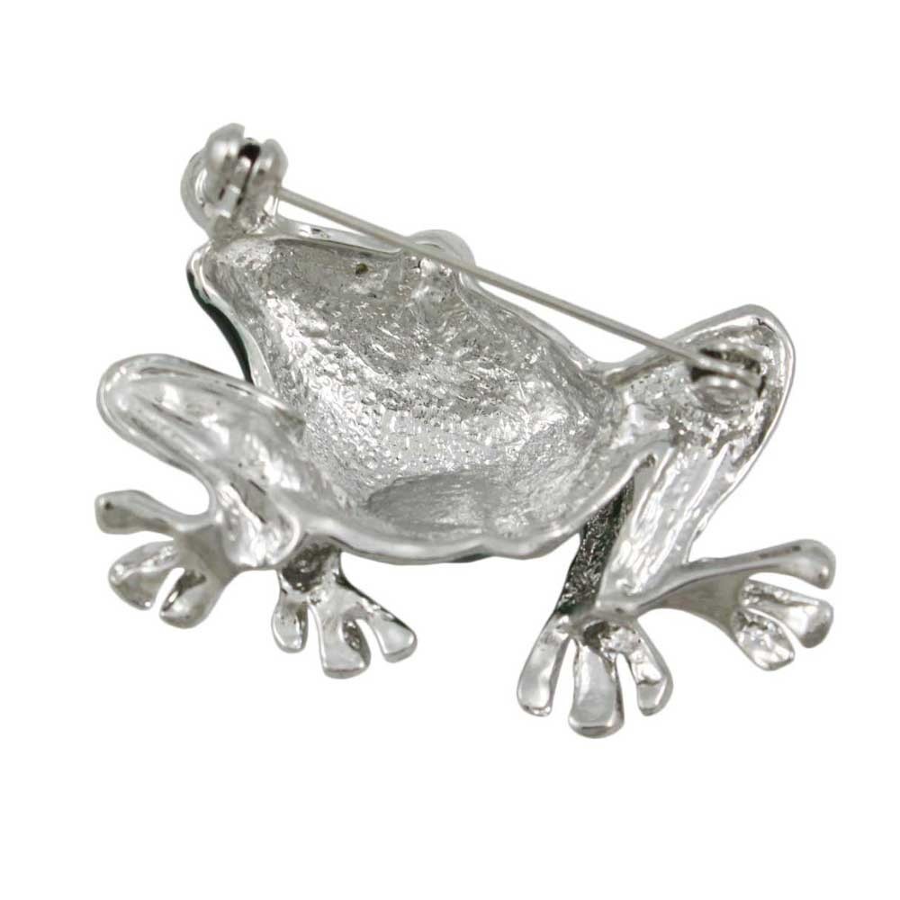 Frog with Metallic Green Enamel Belly Brooch Pin – PRA122BG