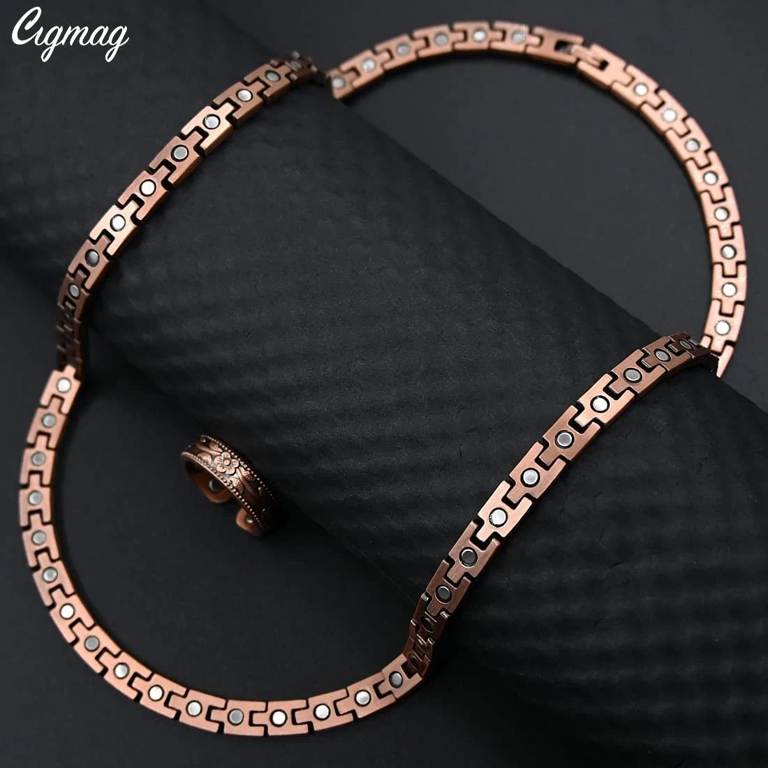 Copper Necklace for Men – Magnetic Necklace 99% Solid Pure Copper Ring Set Ul…