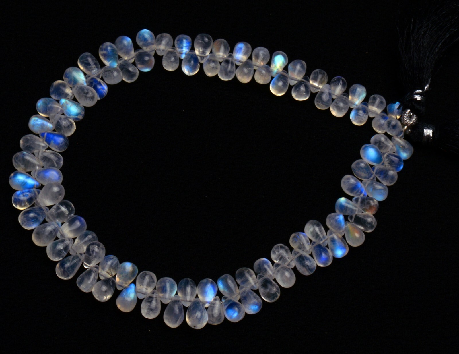 Natural Gem Rainbow Moonstone 8x5mm Approx Size Teardrop Shape Smooth Beads 10″