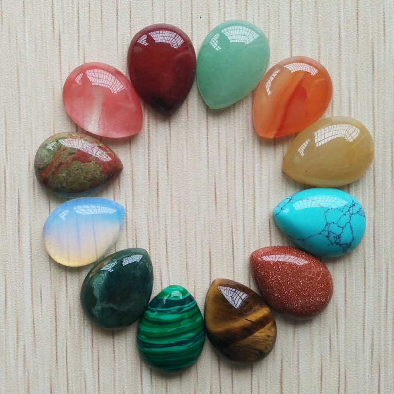 Wholesale 24pcs Assorted Natural stone teardrop CABOCHON Stone 15x20mm No Holes