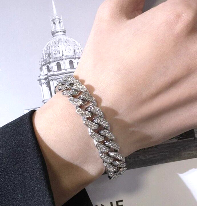 Male and Female both Full Paved Cuban chain Bracelet
