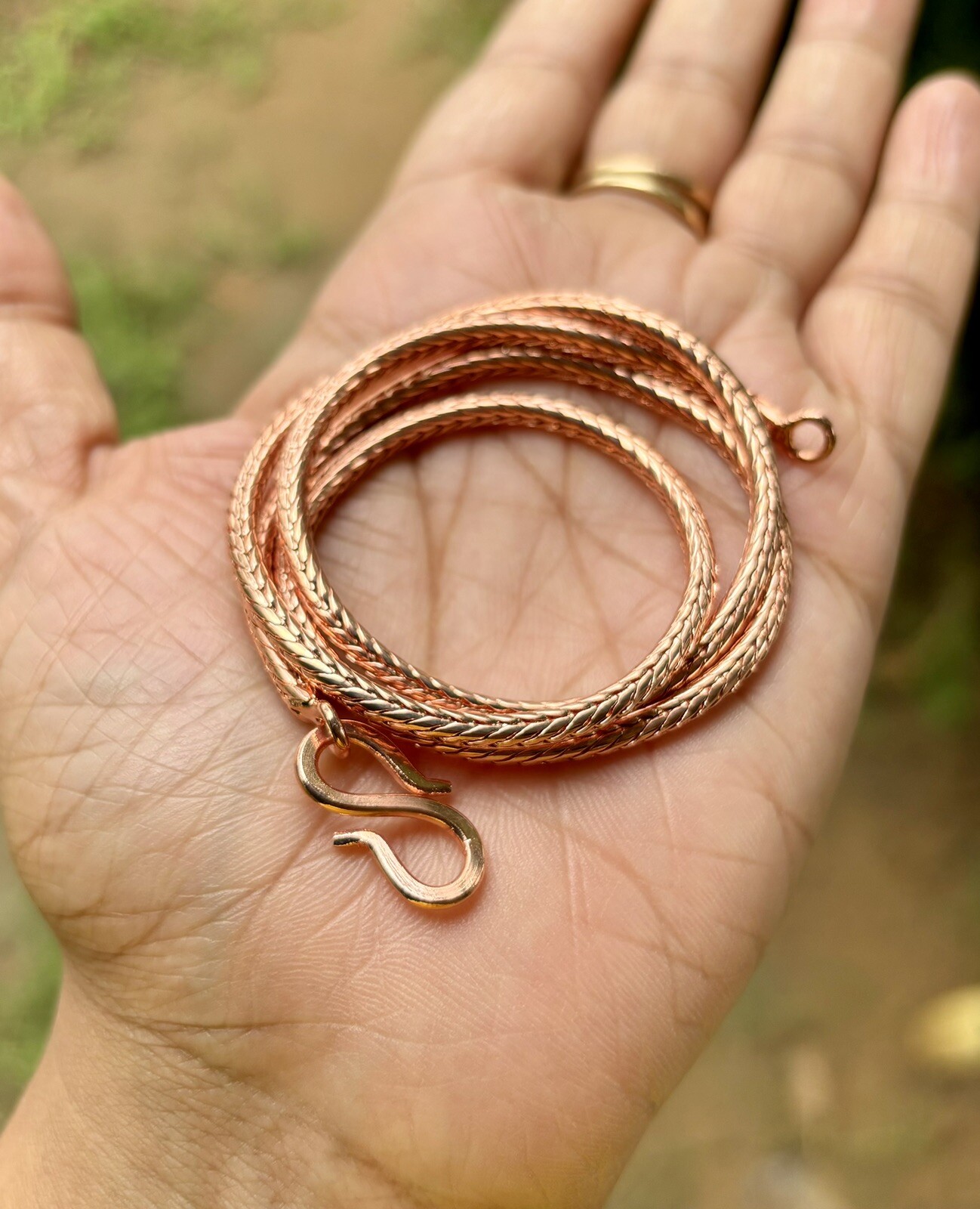 9 inch Pure Copper Hollow Foxtail Chain Anklet, Healing Copper Jewelry