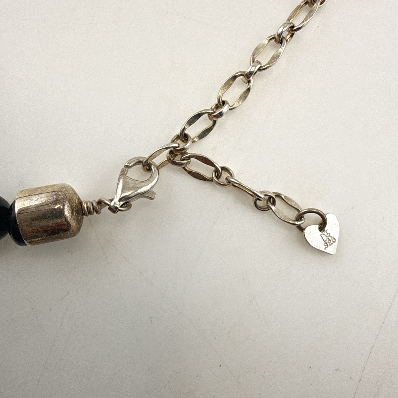 Jay King Necklace Black Onyx Polished Modern Tube Sterling Silver Beaded 925 DTR
