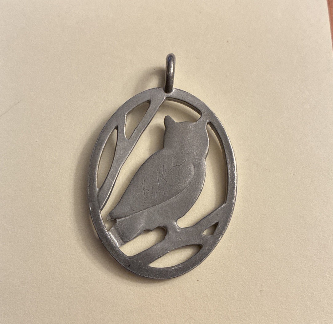 Lovell Designs Of Maine Owl Pewter Pendant NWOT 1.5” signed