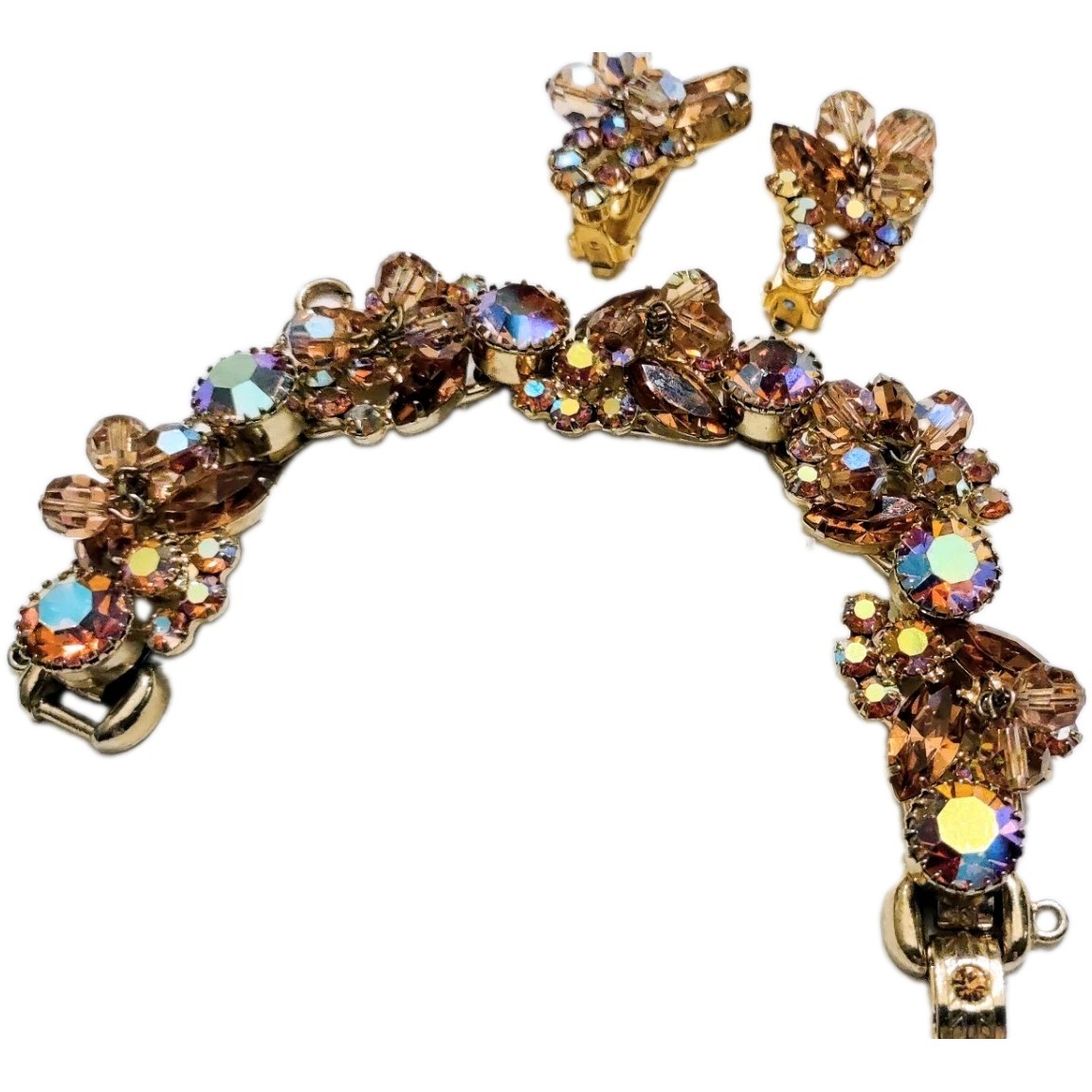 Juliana D&E Cha Cha Bracelet Matching Earrings Topaz AB Rhinestones