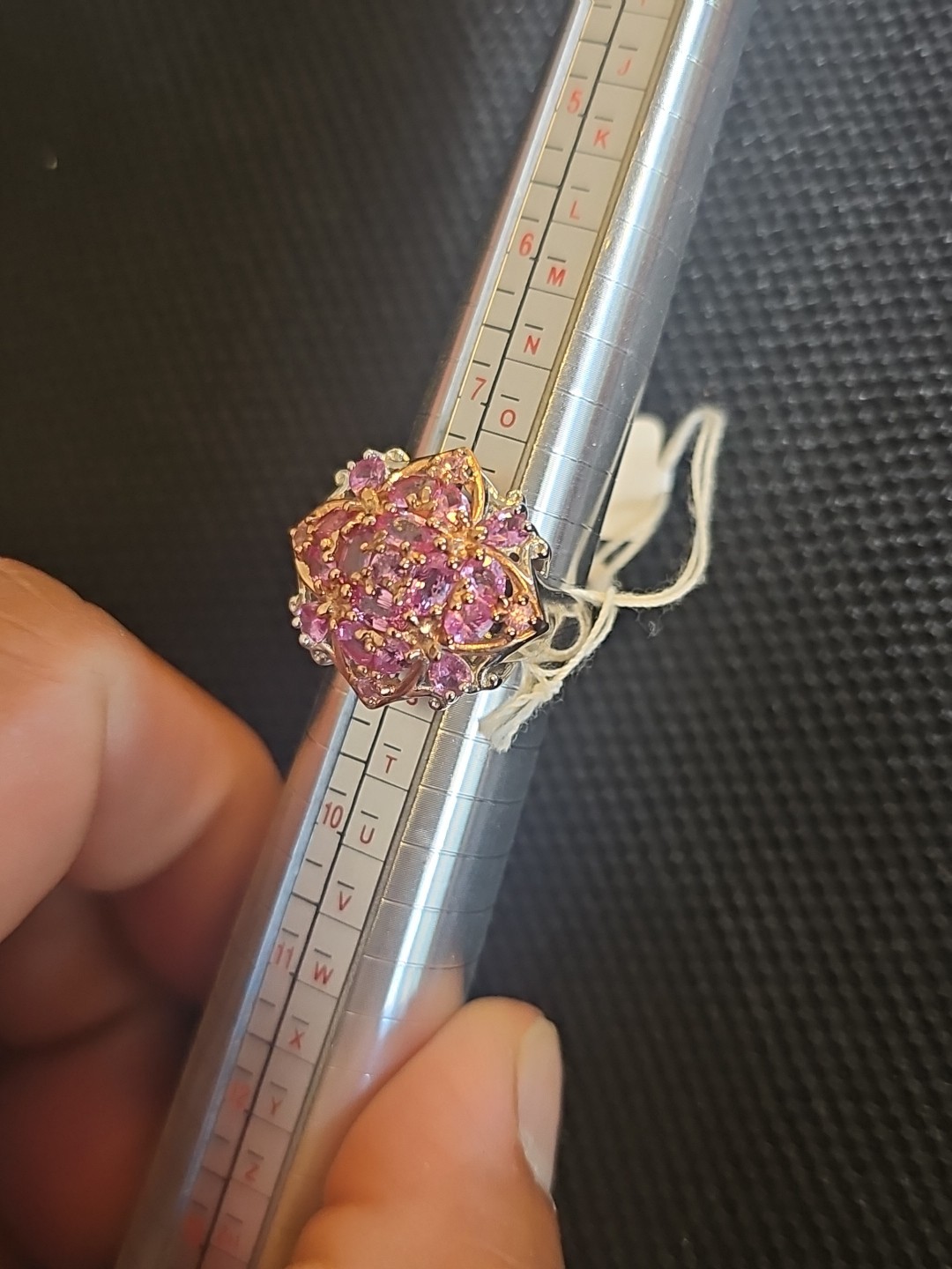 Gems En Vogue 5.12 Ctw Palladium Silver Multi Stone Pink Sapphire Ring Size 8