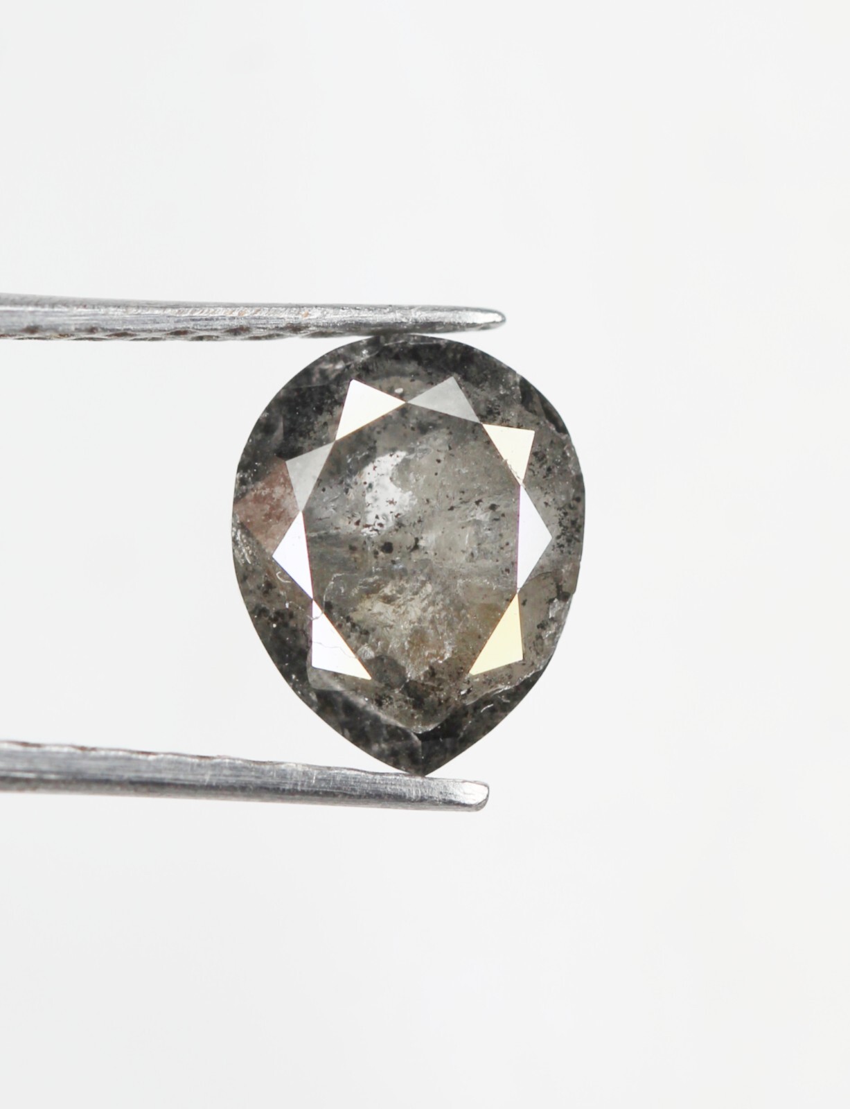 0.98 CT 6.9 MM Natural Loose Pear Salt And Pepper Diamond Grey Color Pear Shape