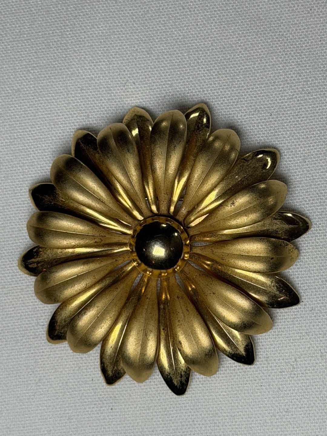 Vintage Gold Tone Floral Petal Statement Brooch