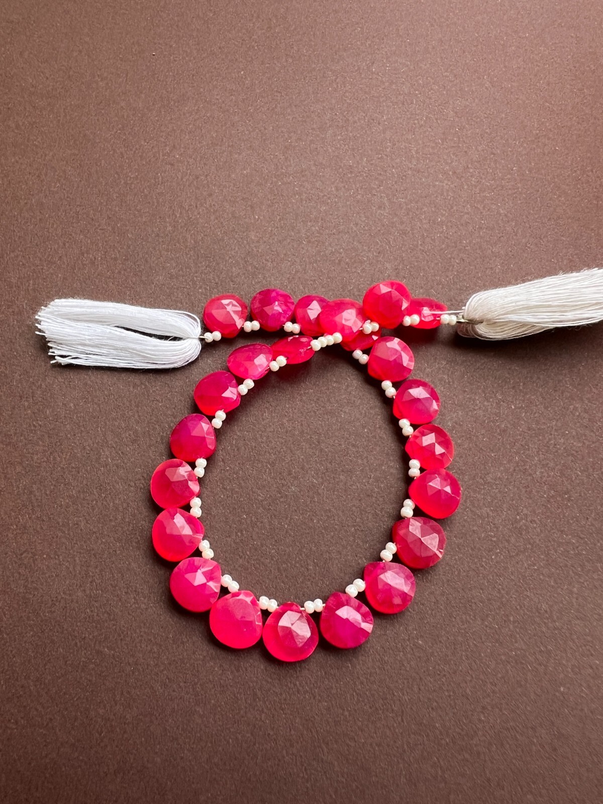 Hot Pink Chalcedony Faceted Pear Briolette Beads 1Strand 8-9mm Teardrop Gemstone