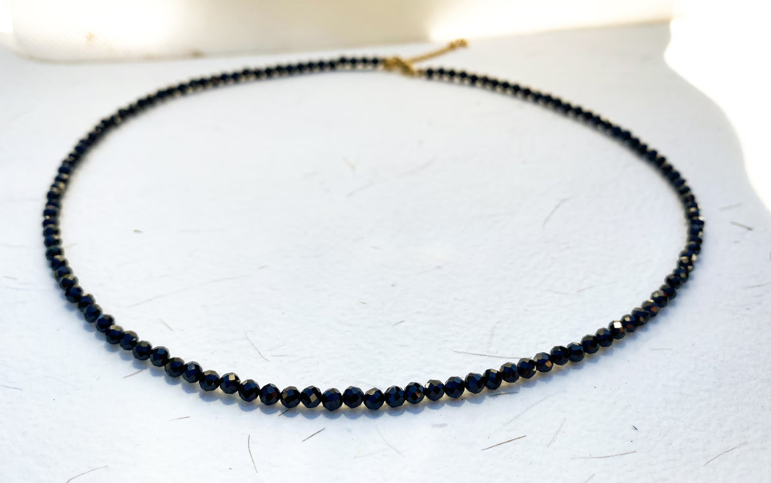 Natural Black Tourmaline choker, 2mm Minimasit Beads Nacklace Healing Gemstone