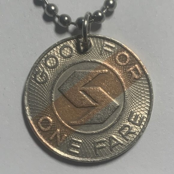 SEPTA Transit Token Pendant Necklace On 24” Dog Tag Style Chain. Great Gift 🎁