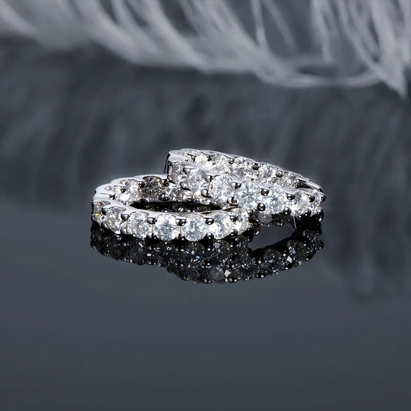 3mm 2.4ctw Real Moissanite Inside-Outside Hoop Earrings D Color VVS1 Certified
