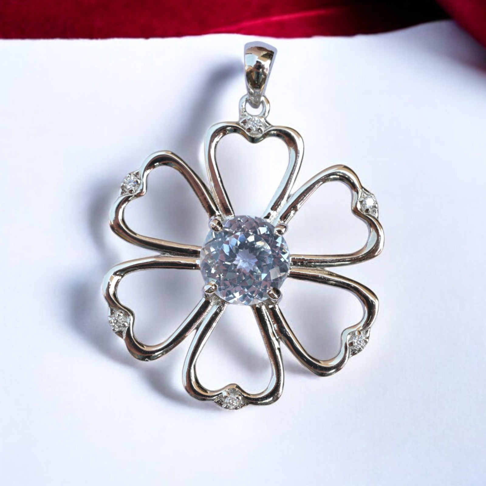 Certified Jeremejevite 35+ Ct Flower Pendant Rare Gemstone in 925 Silver MG005