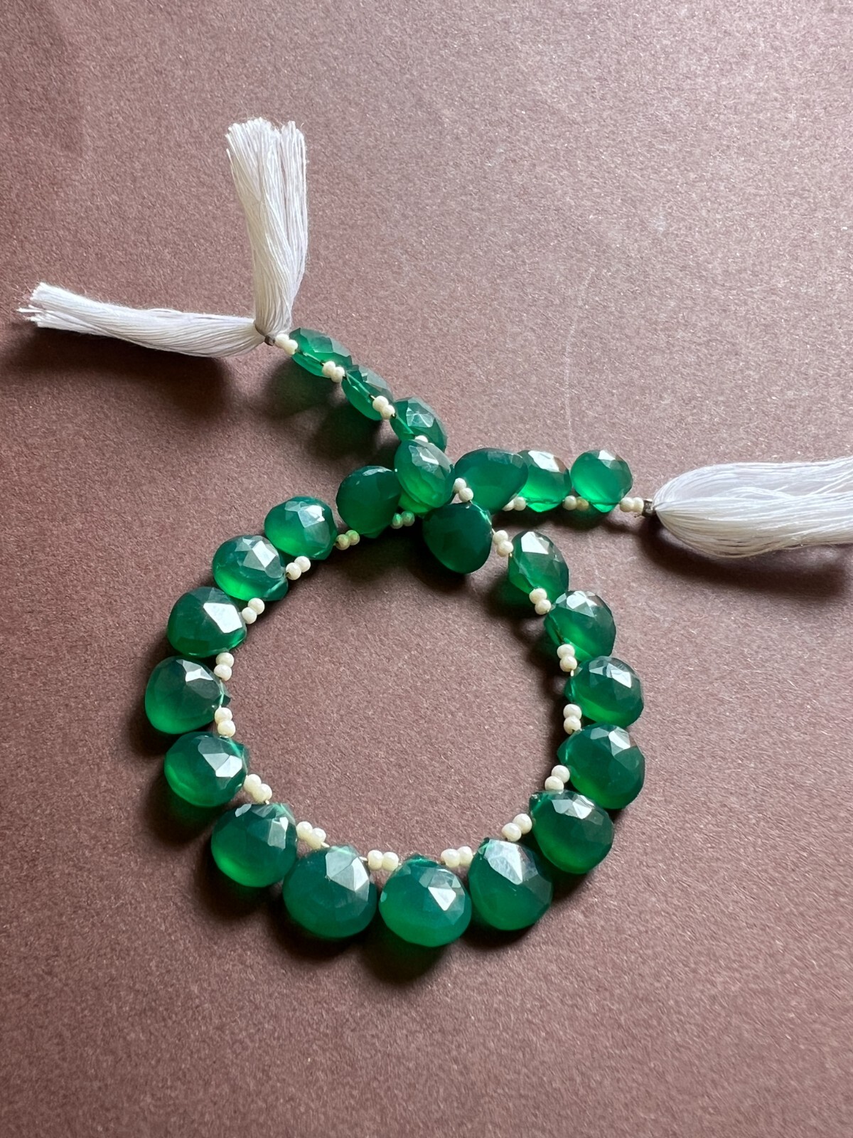 Green onyx Faceted Pear Briolette Beads 1 Strand 8-9mm Teardrop Gemstone
