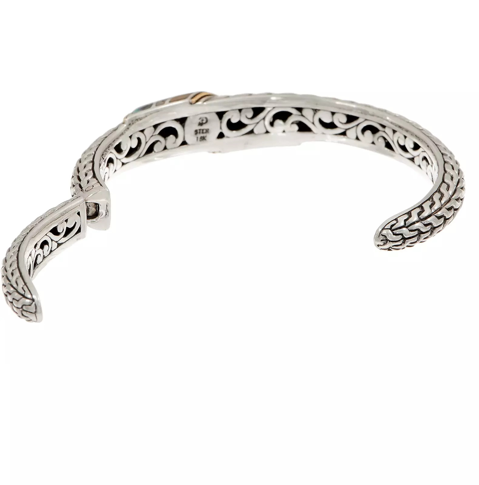 Artisan Crafted Sterling Silver & 18K Gold Abalone Cuff. 7-1/4″