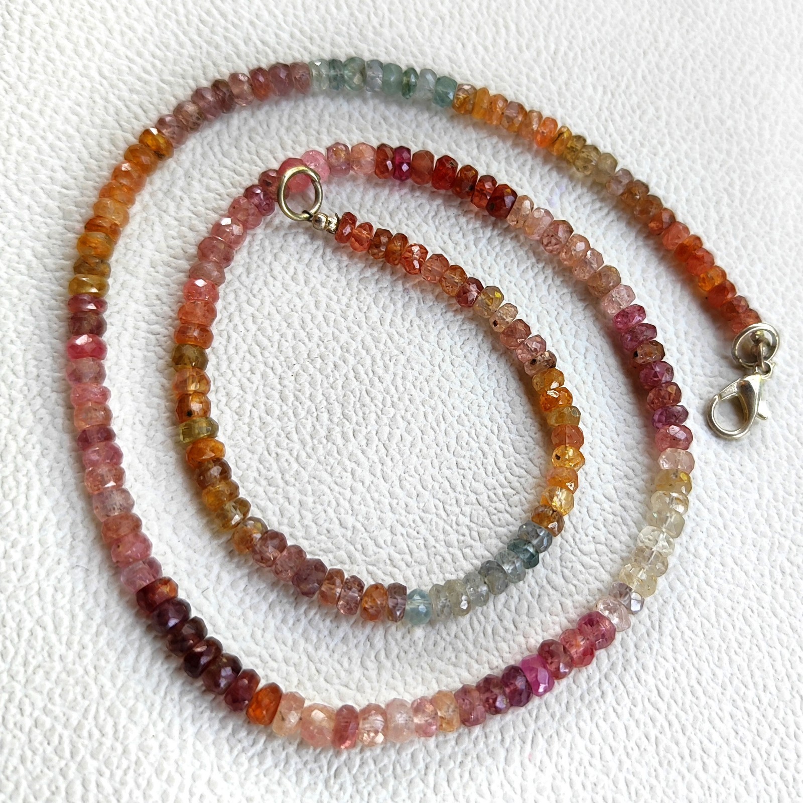 Multi Color Spinel 4-5mm Faceted Rondelle Gemstone Necklace 18″ Sri Lanka