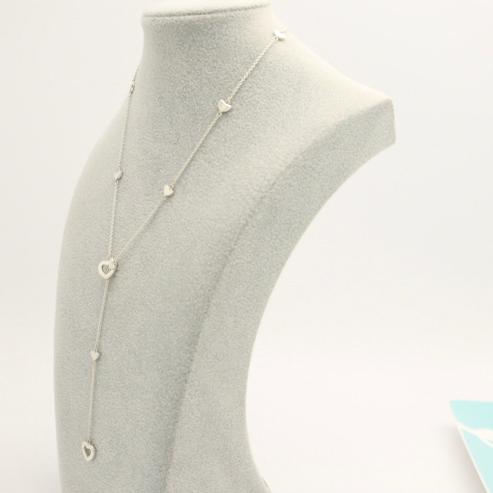 Tiffany & Co. Heart Link Lariat Pendant Necklace 19.6″ Sterling Silver 925