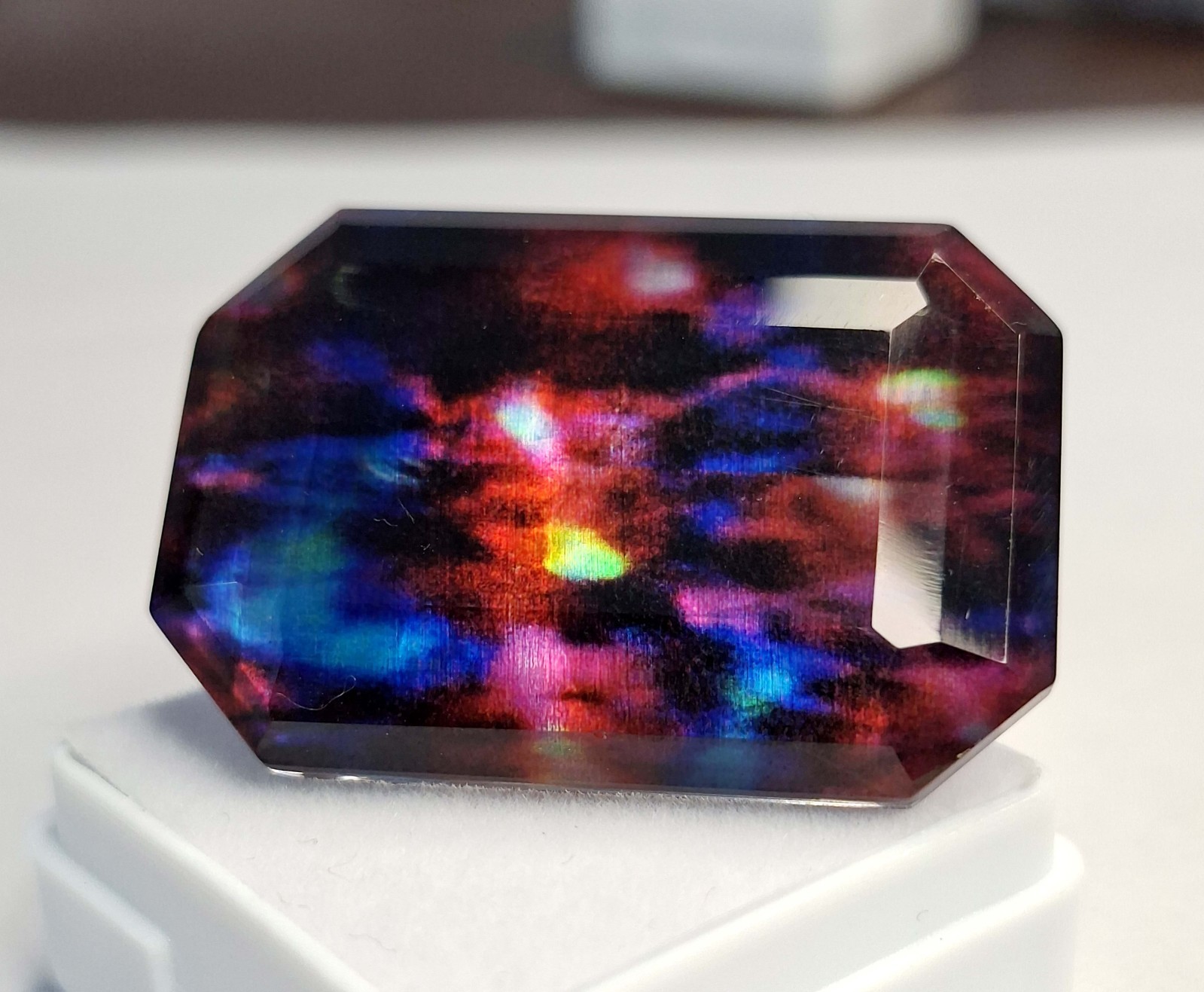 Natural Ammolite Opal Like Organic Emerald Cut 40-42 Ct Loose Gemstone RK868