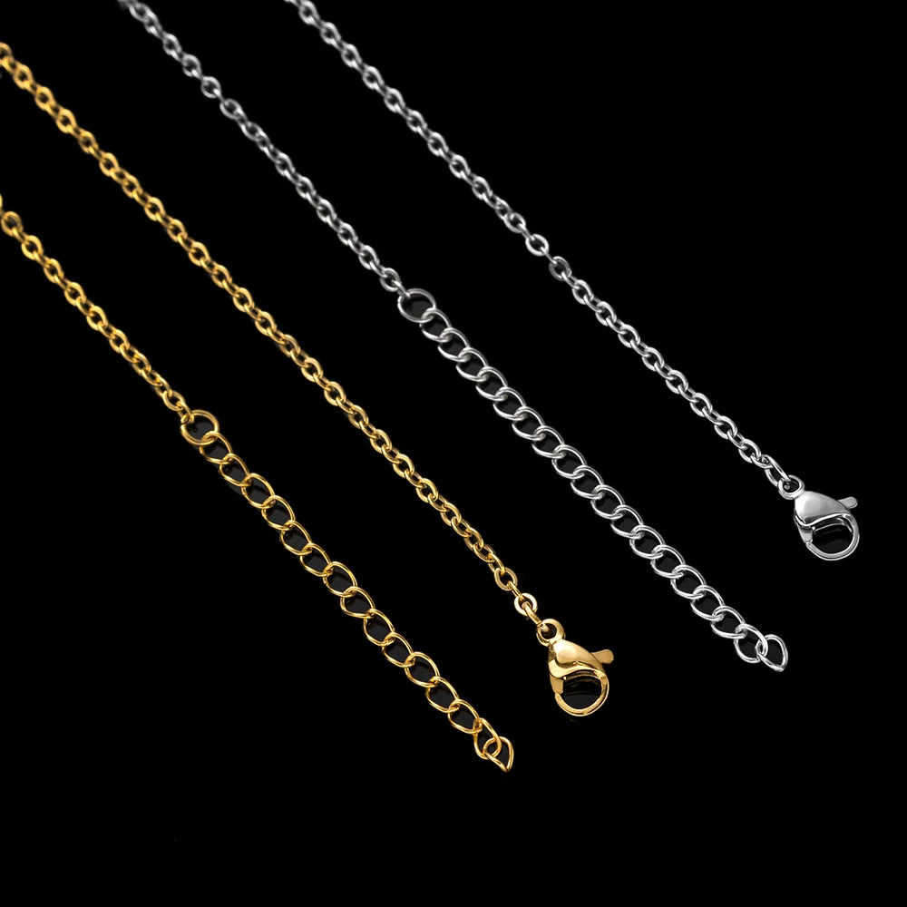 10pcs 45+5cm Gold Stainless Steel Link Cable Chain Necklace with Lobster Clasps
