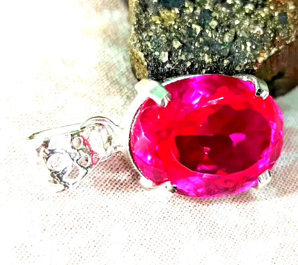 26 Ct Natural Pink Sapphire Oval Cut 925 Solid Silver Pendant Certified Gemstone