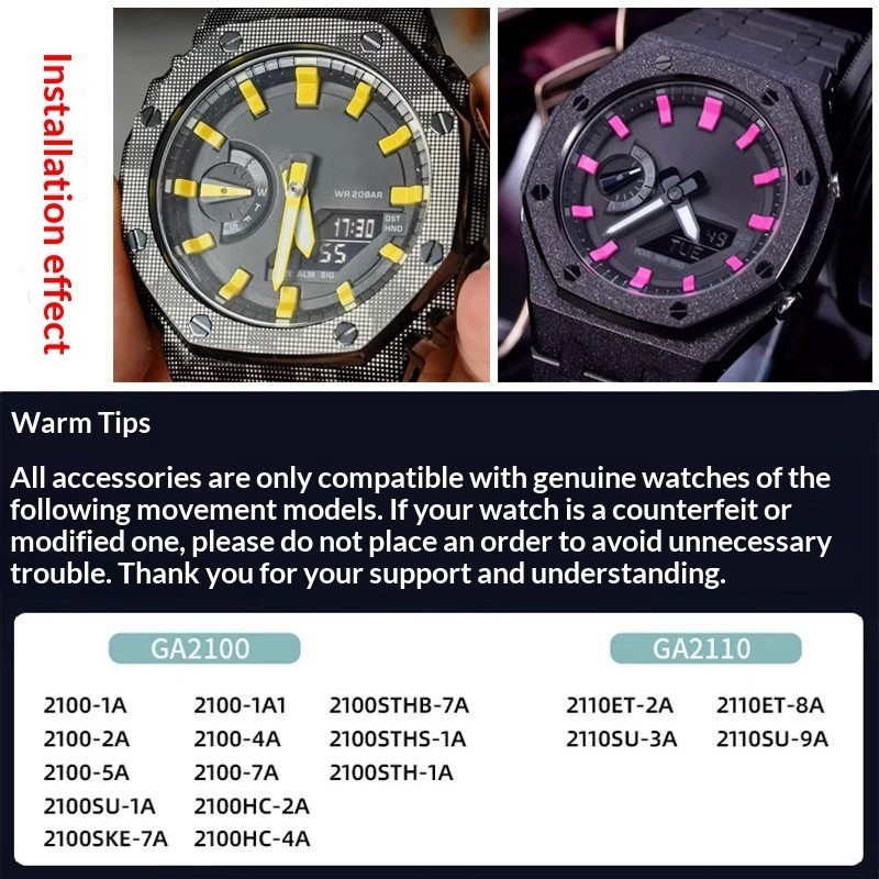 For CasiOak GA2100 GA-2110 GBM-2100 Casio GA-B2100 Watch hands Luminous hands