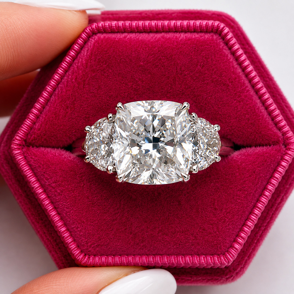 4.80 CT Cushion Cut IGI Certified Lab Grown Diamond Wedding Ring 14K White Gold