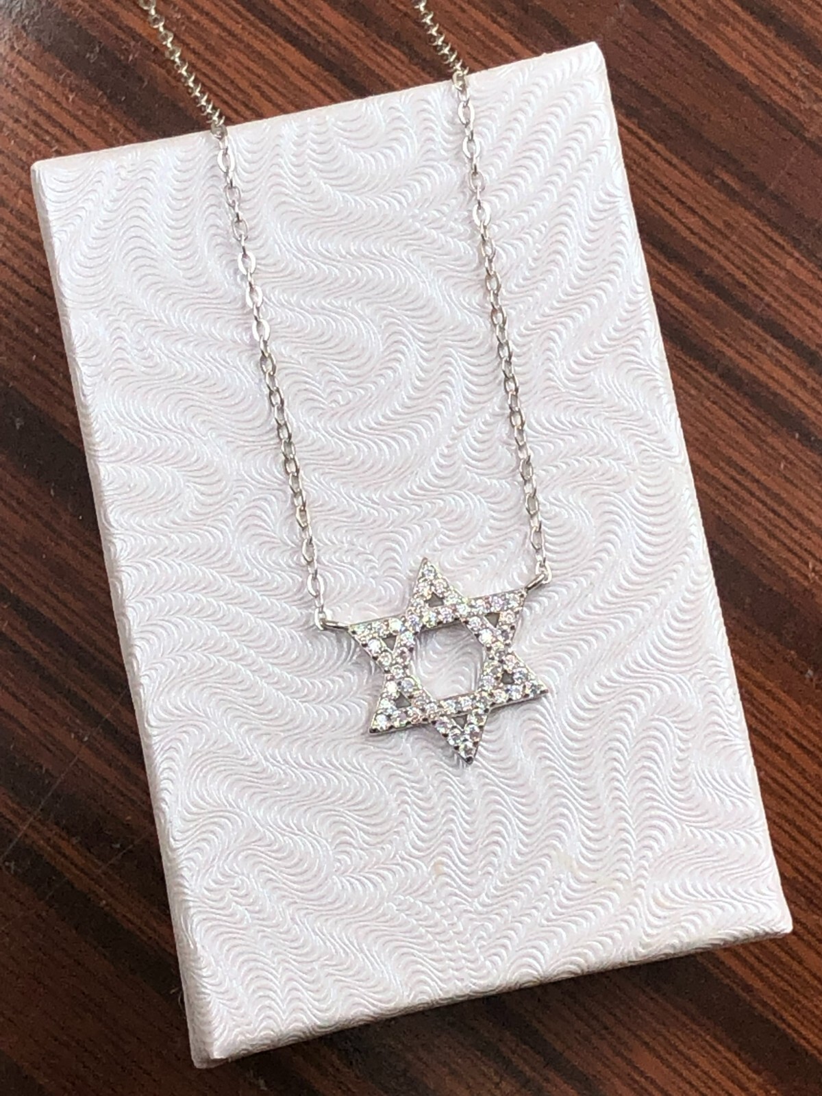 925 Sterling Silver Cz Star of David Pendant Necklace Womens 14.5mm(0.57″) 17.5″