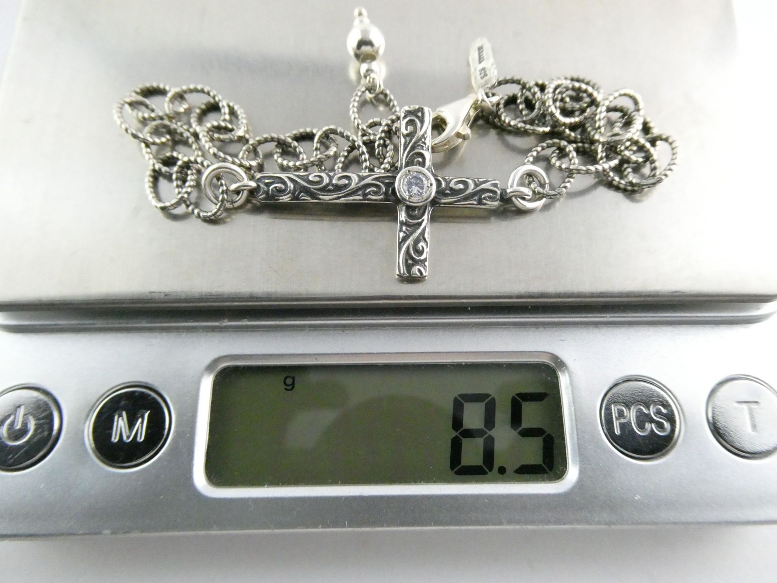 Opulenza Israel Sterling Silver Cross Bracelet 925 8 Inch Length 8.5g Weight