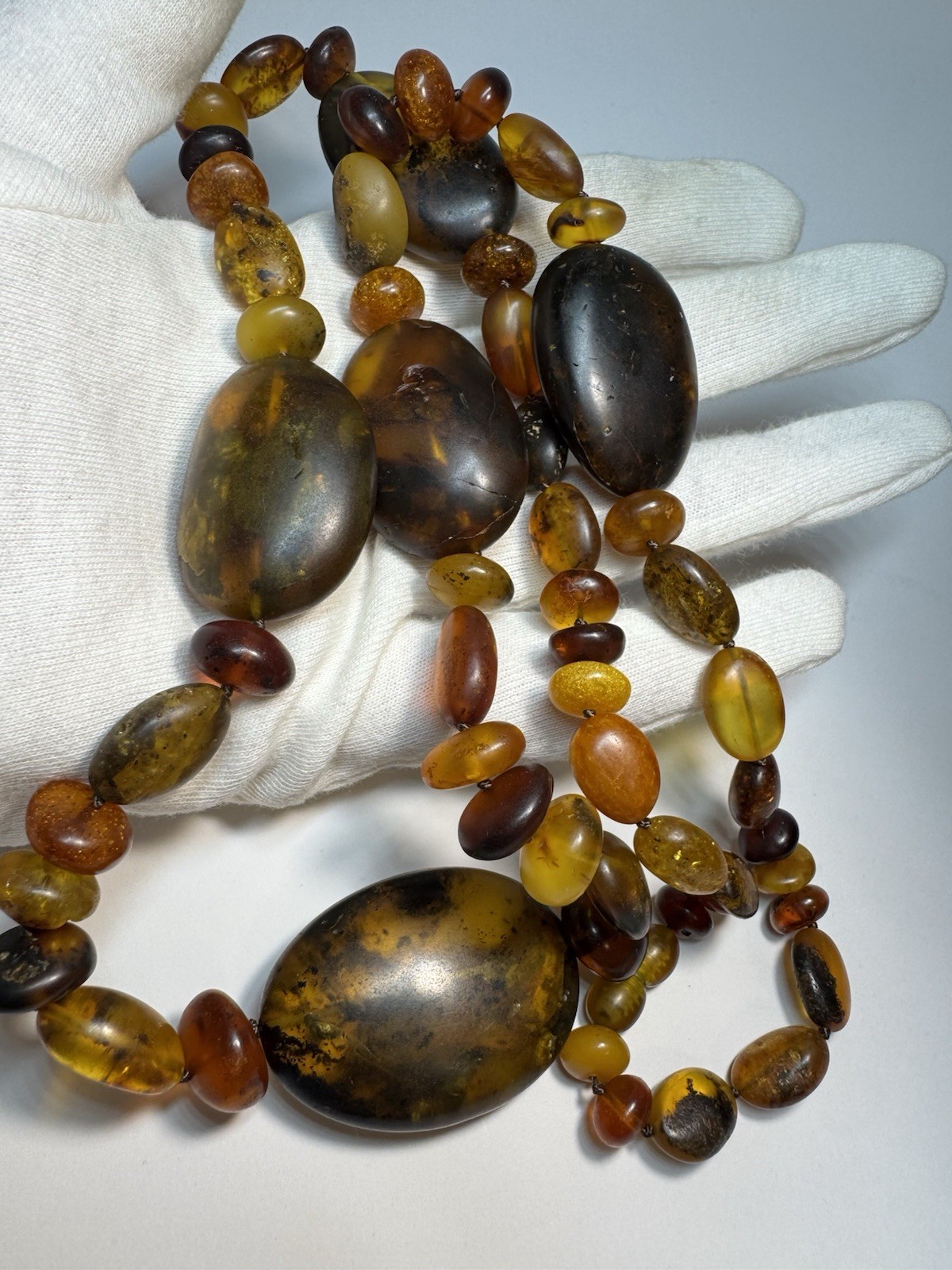 Natural Baltic Amber Statement Necklace, Dark Cognac Butterscotch 79g 80cm
