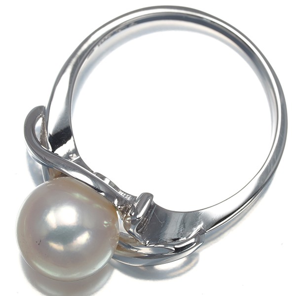 Auth Mikimoto Ring Akoya Pearl 8.3mm Solitaire US6-6.25 14K 585 White Gold