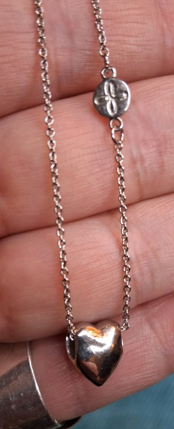 Alexa’s Angels Silver Tone Heart Slier Pendant With Cz Station 18 to 20″