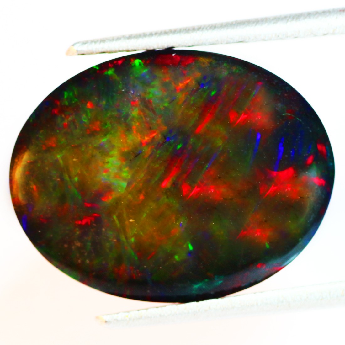 10.95Ct Fair Oval cut 18 x 14 mm Multi color Flashing Black Fire Opal