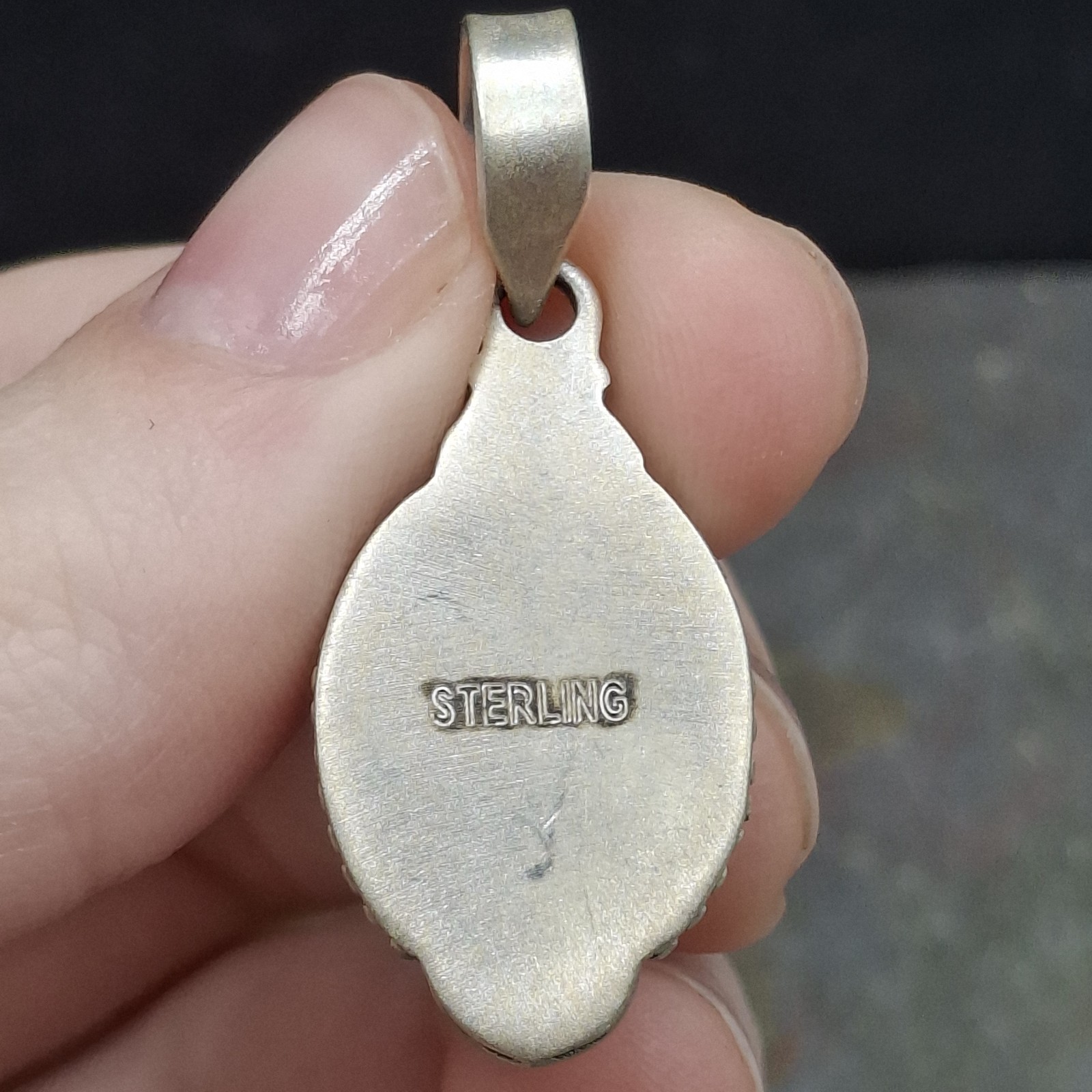 Number 8 Turquoise Pendant 925 Sterling Silver Southwestern Native Style