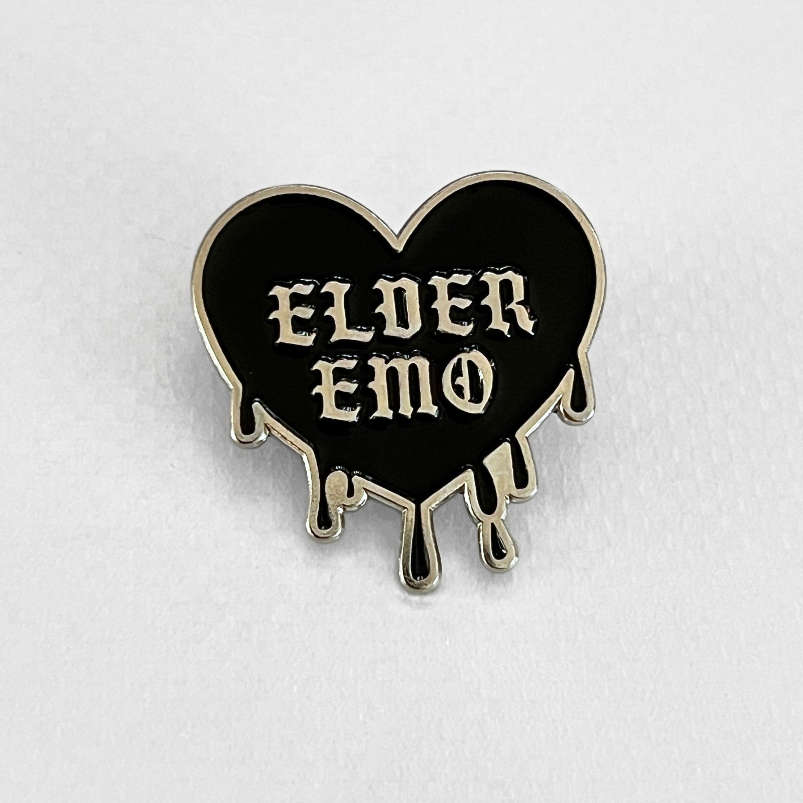 Elder Emo Dripping Heart Enamel Pin – Gothic Alt Aesthetic Lapel Badge