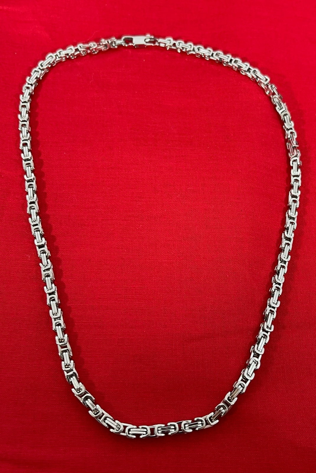 7″-36″ STAINLESS STEEL SILVER 4MM BYZANTINE TURKISH BOX W/SPECIAL CLASP CHAIN