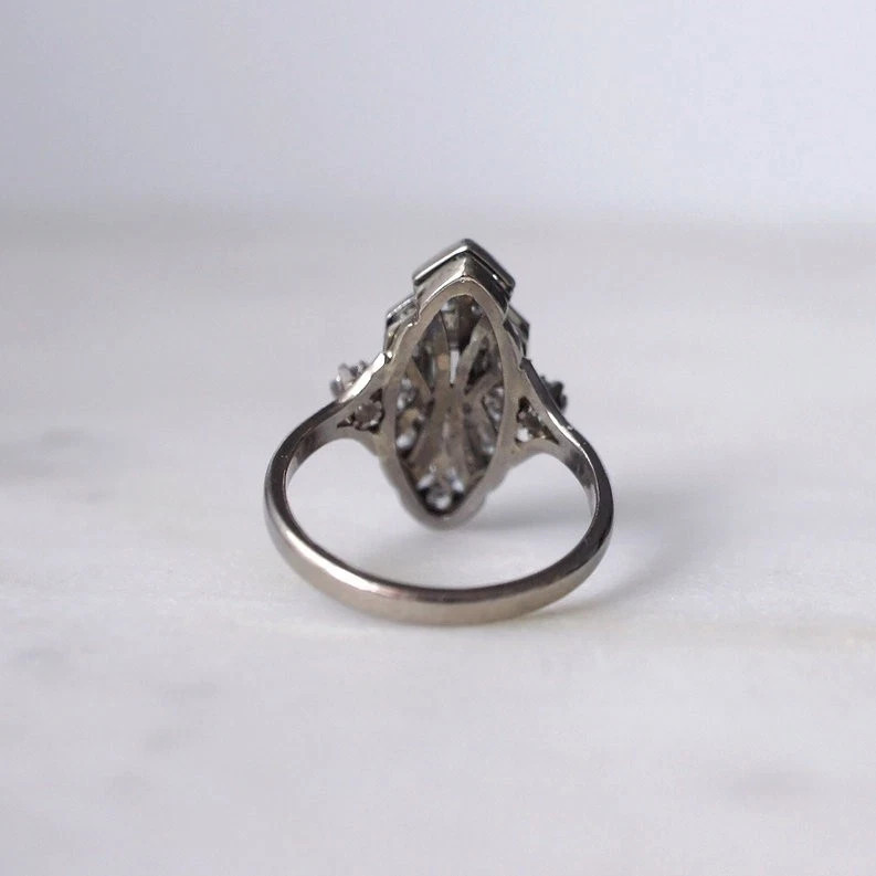 Art Deco Vintage Style Lab Created Diamond Engagement Ring 14K White Gold Finish
