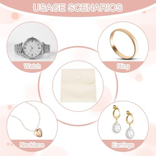Velvet Jewelry Pouches, 6 Pcs Jewelry Packaging Gift Bags with 6×4 Inch Beige
