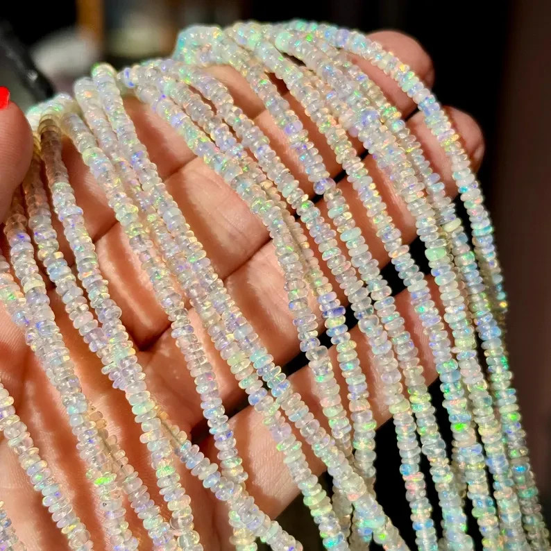 Ethiopian Opal Rondelles, 3mm to 4mm, Opal Beads, Opal Rondelles,